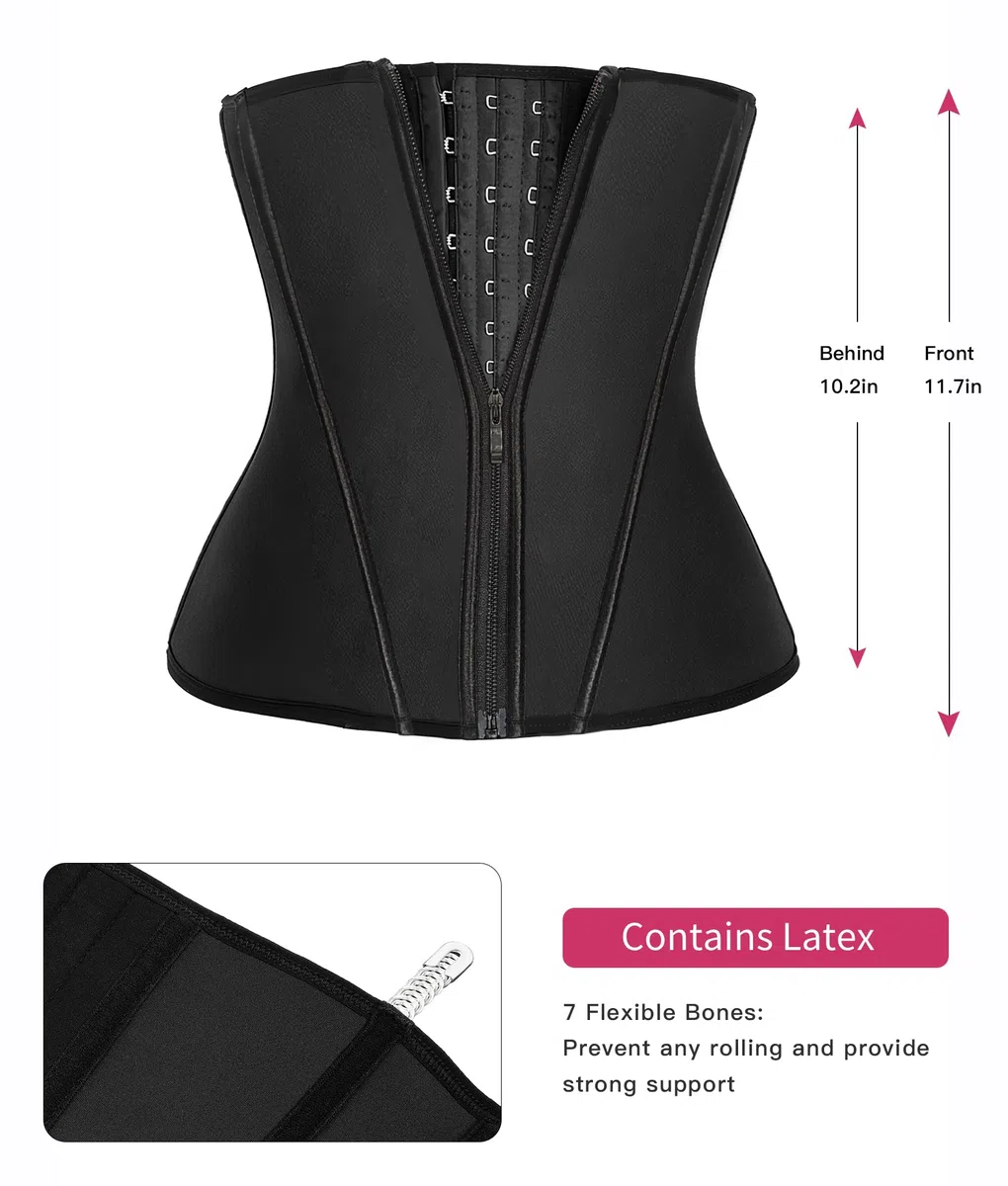 YIANNA - Faja moldeadora de látex para mujer, control de abdomen, corsé de cintura con efecto reloj de arena, con cremallera y corchetes.