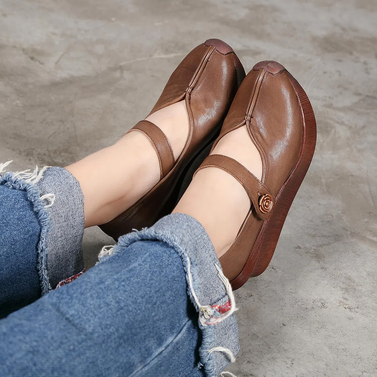 Zapatos Mary Jane Cuero Mujer Casual cuña | viajes de vacaciones, paseos campestres, ocasiones de compras, conjuntos diarios, forma de punta clásica