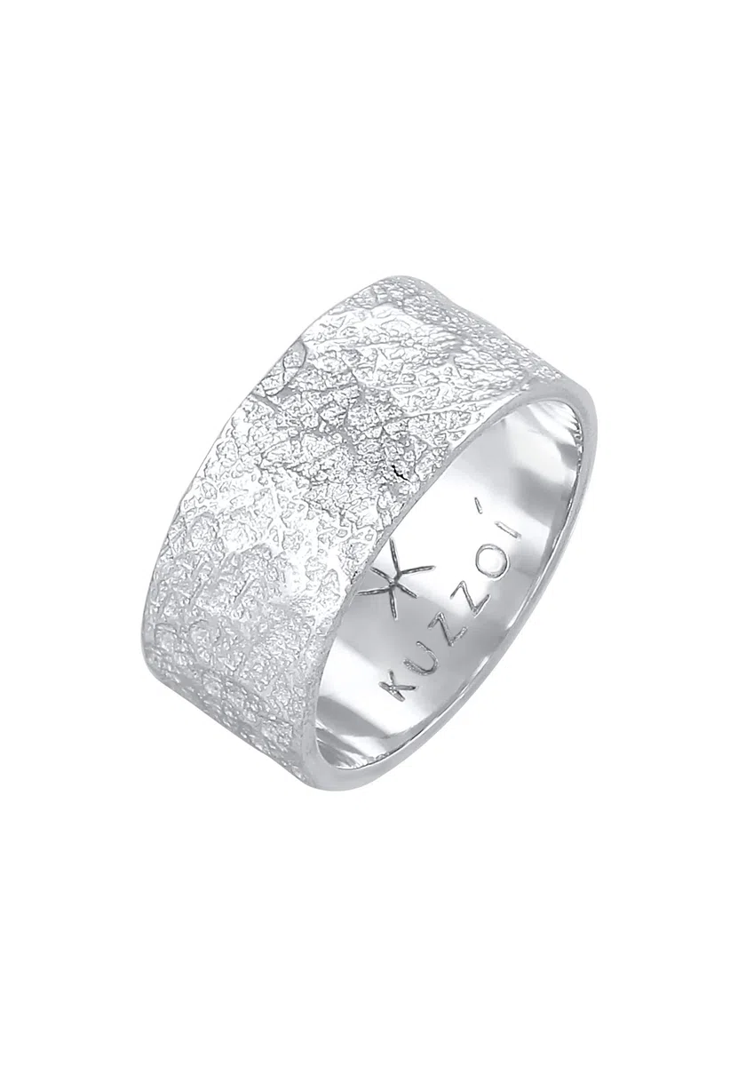 Kuzzoi - Anillo de plata de ley 925 para hombre (9 mm) con diseño de anillo pulido, talla de anillo de plata de ley 925, 60-66