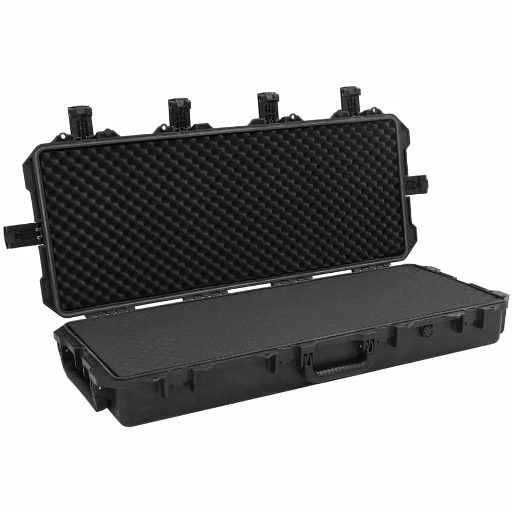 Maletín de transporte de polipropileno y ABS negro para viajes en avión, rígida, con inserto de espuma, válvula de presión, 100,5 x 42 x 17 cm, con cerradura, para exterior y almacenamiento