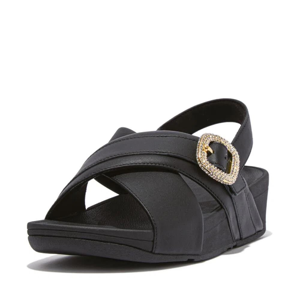 Fitflop Lulu Crystal-Buckle Leather Back-Strap Sandals, Sandalia Mujer
