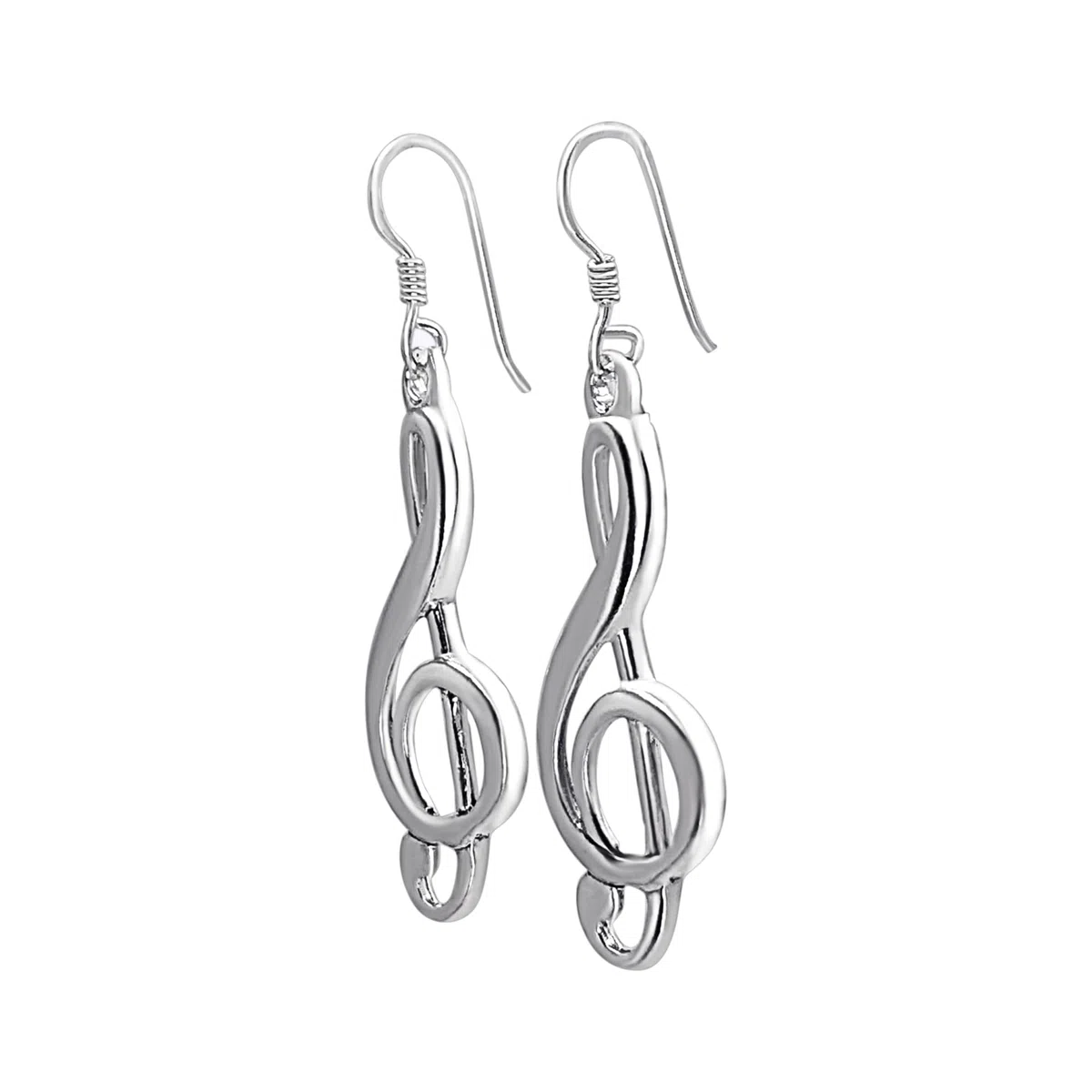 Silverly Pendientes Colgantes Grandes de Clave de Sol en Plata de Ley 925 | Diseño de Notas Musicales | Pendientes Largos de Plata Maciza | Regalo para Amantes de la Música | Joyas Llamativas