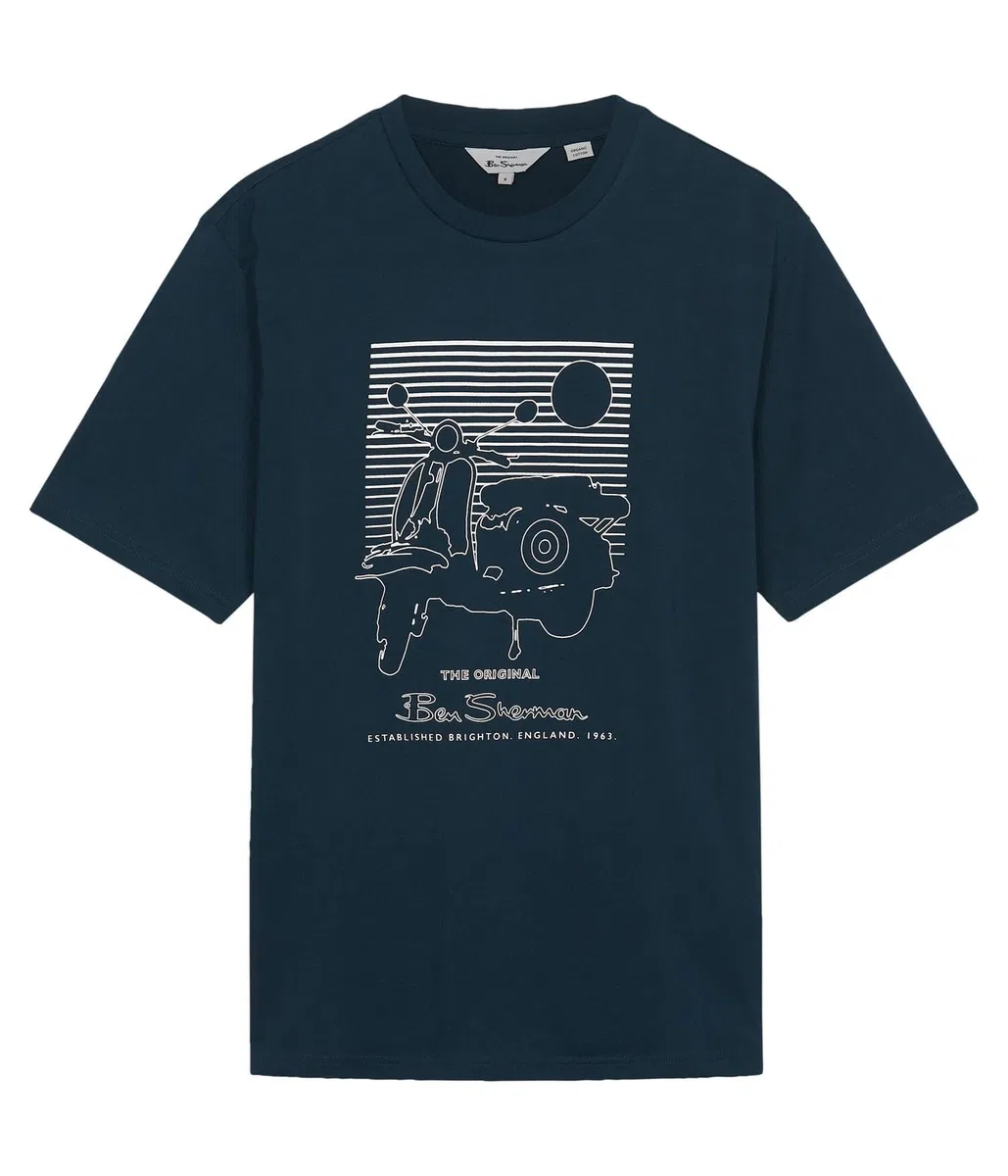 Ben Sherman Camiseta de verano de manga corta para hombre 76132 en azul marino, 2XL-5XL