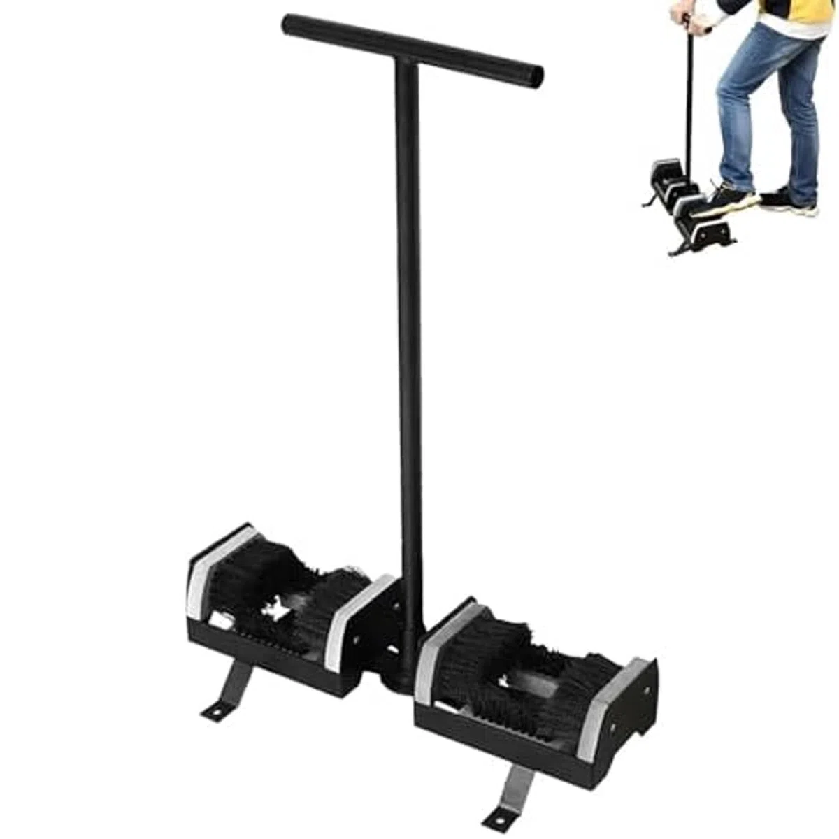 Cepillo de limpieza rascador de zapatos para exteriores, limpiador de botas de montaje en suelo, diseño de doble usuario para eliminar barro en entornos al aire libre