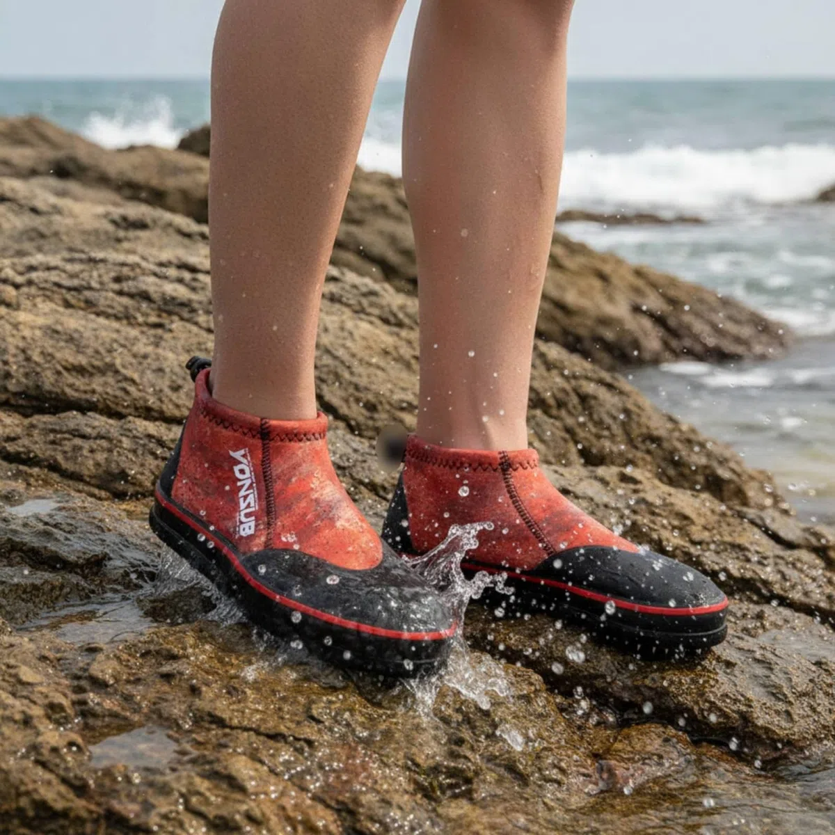 Qianly Zapatos Pesca Antislizamiento Escarpín Secado Rápido Caminata en Agua para Pescadores, Rojo, Color to 6, Numeric_43