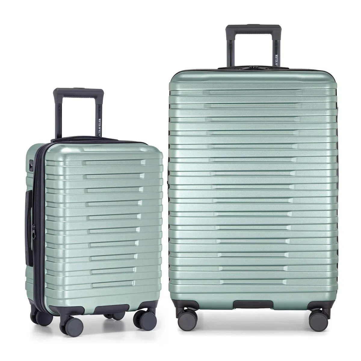 U.S. Traveler Boren - Equipaje de Viaje Resistente expandible con 8 Ruedas giratorias, Verde Lima metálico, Juego de 2 Piezas