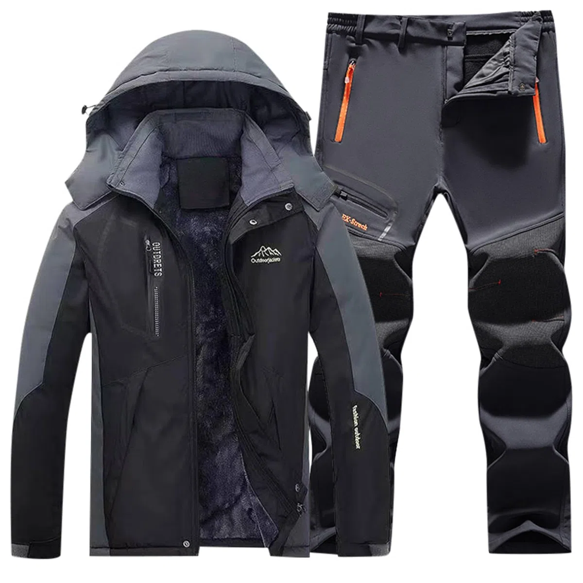 Generisch Ropa deportiva al aire libre Esquí Montañismo Ropa de esquí Hombre Ropa de esquí para Invierno Chaqueta con Capucha Pantalones Adecuado para Camisa Shorts Conjunto de Hombre Cómodo Casual