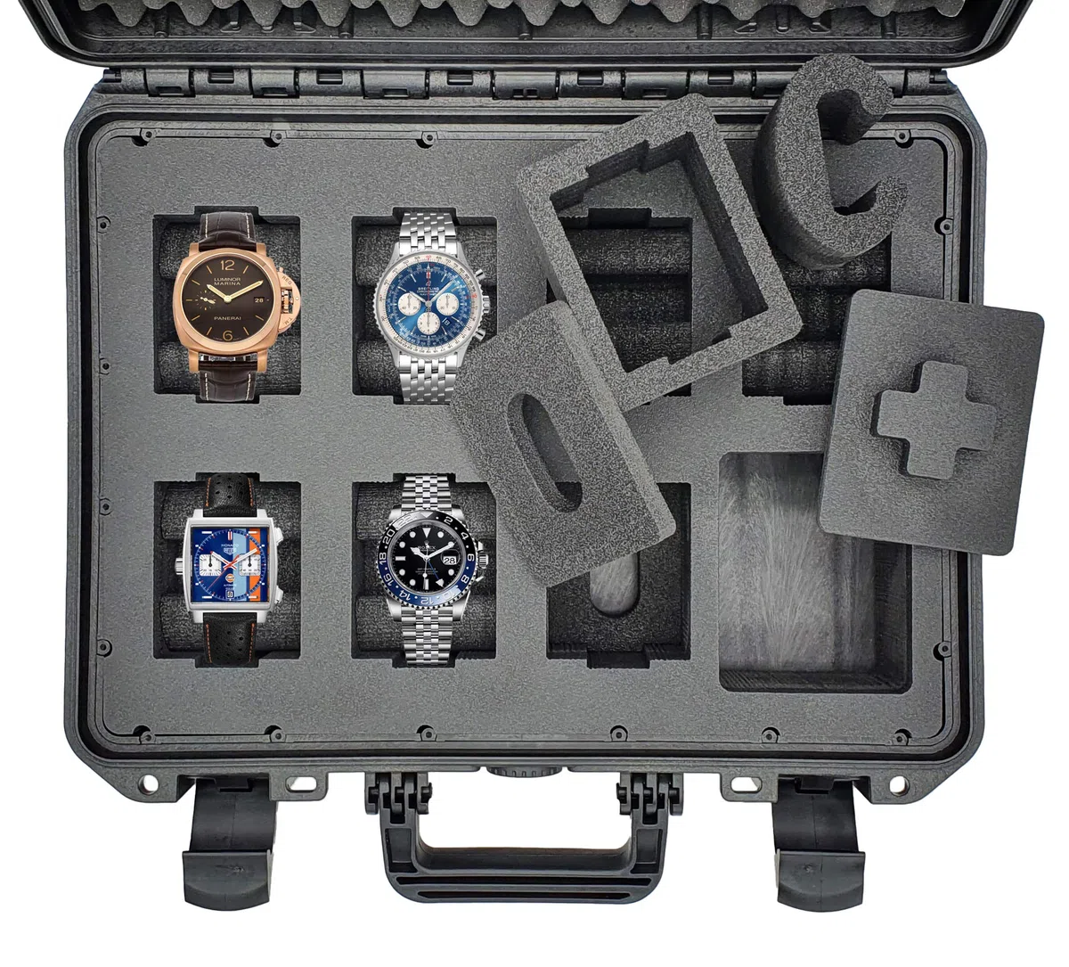 Caja para Relojes con Espacio para 8 Piezas - Maletín de Viaje Impermeable y con un Cierre Seguro - Máxima protección - Fabricada en Alemania