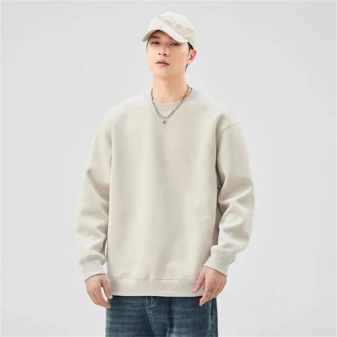 Suéter japonés bordado con estampado pequeño para hombre, estilo retro, estilo callejero, holgada, de manga larga