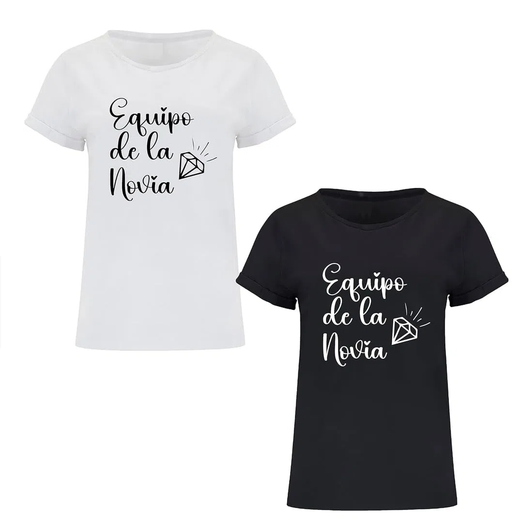 Camiseta despedida soltera personalizada con nombre | Pack 5 unidades | Novia | Team Bride | Equipo de la novia