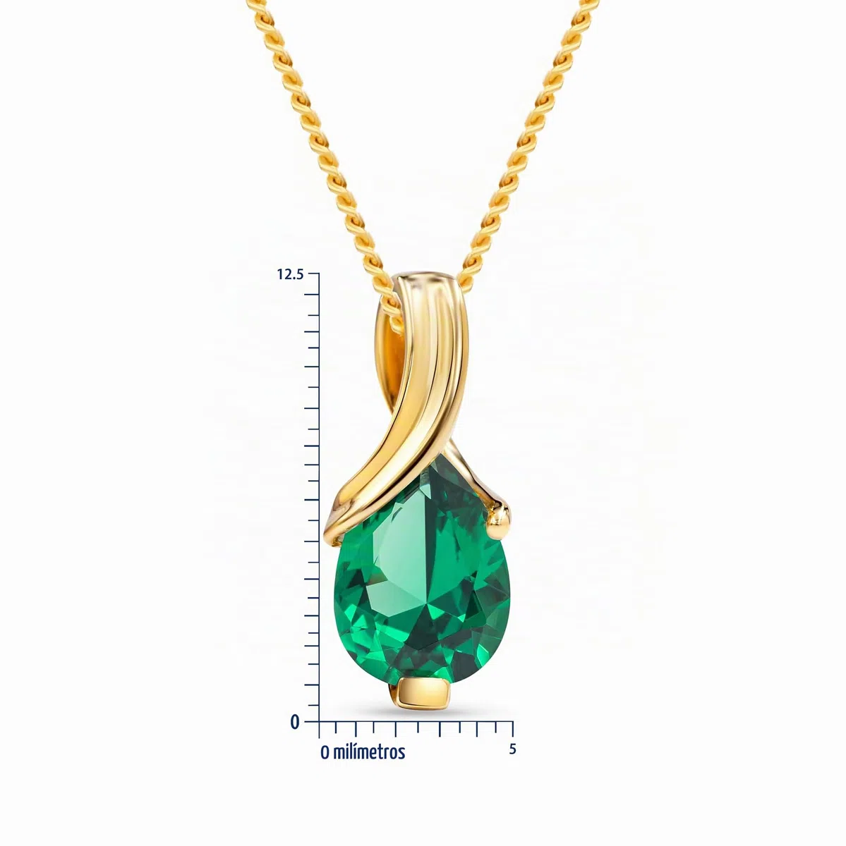 MIORE Collar para mujer en oro amarillo, zafiro en forma de pera, rubí, esmeralda, colgante de 14 quilates 585 con opción de cadena de oro macizo o cadena de plata chapada en oro de 18 quilates, 45