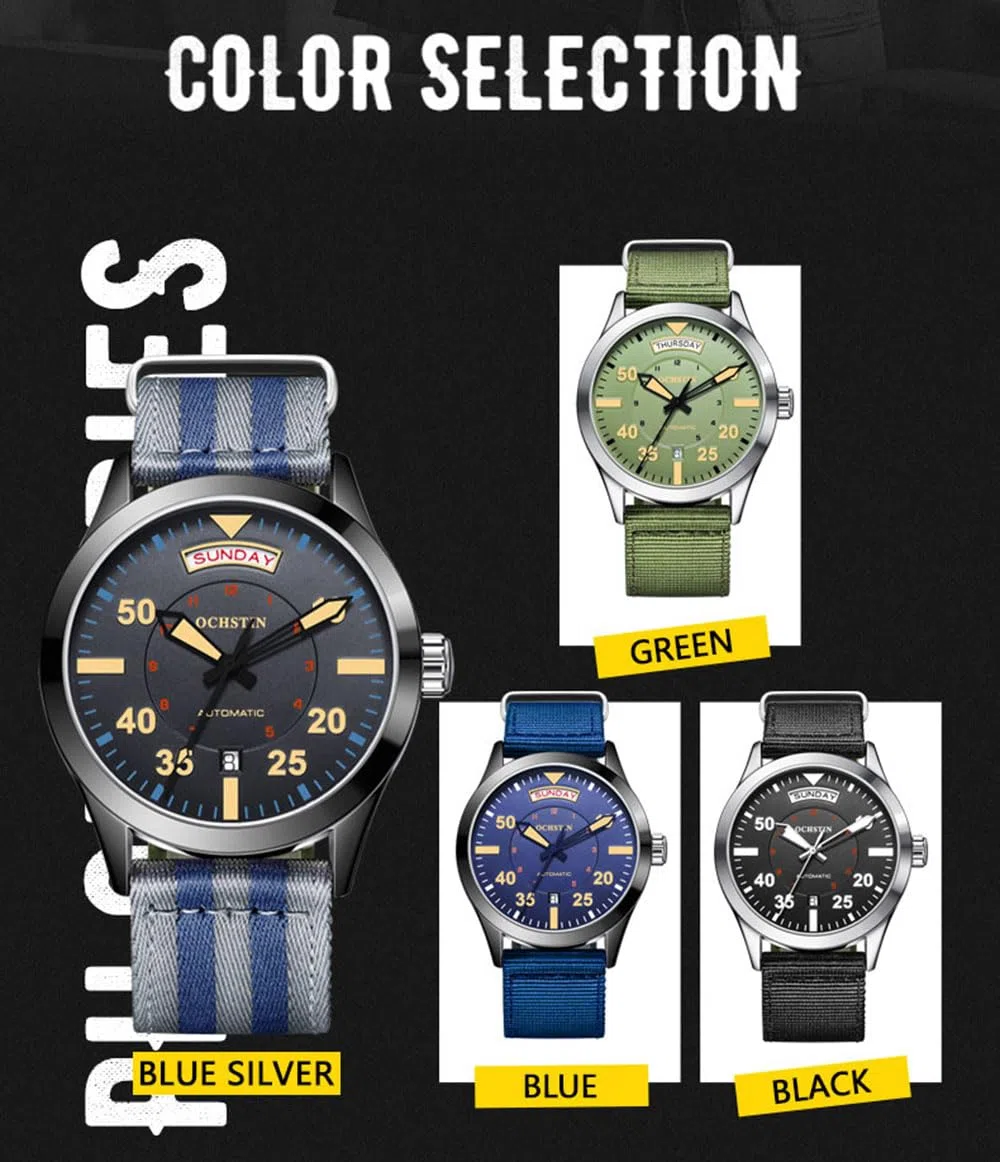 Reloj De Piloto, Relojes Automático Para Hombre, Reloj Mecánico Militar