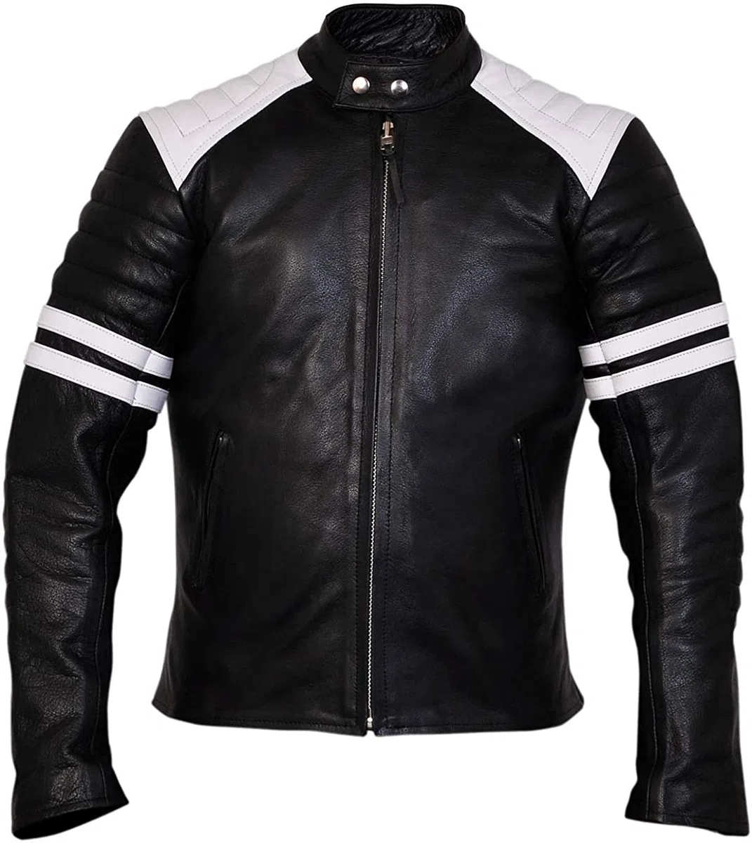 Mayhem - Chaqueta de cuero para motociclista a rayas estilo Fight Club para hombre