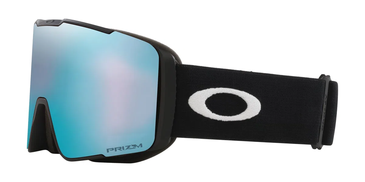 Oakley Line Miner Pro - Gafas de nieve con ajuste de puente bajo, correa negra mate con lente de iridio Prizm Snow Sapphire Iridium, grande
