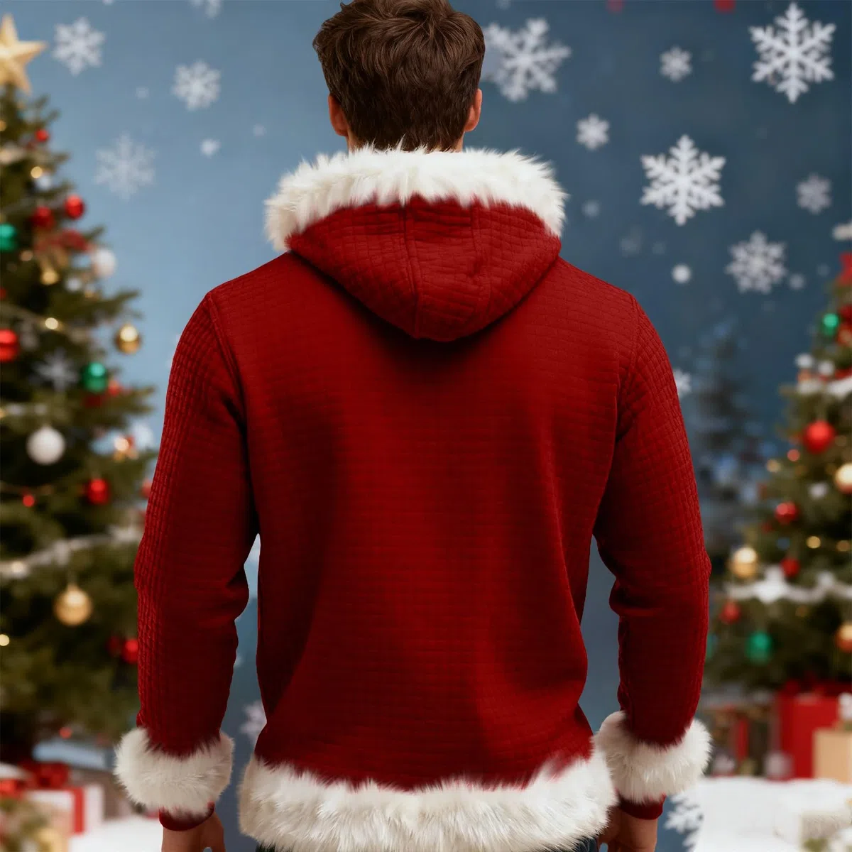 Chaqueta Verano Hombre Sudadera con Capucha De Forro, Estilo Oversize, Tallas Grandes, Manga Larga, Casual, Ideal para Invierno. L (Red, L) Chandal Completo Ropa Trabajo Cortavientos