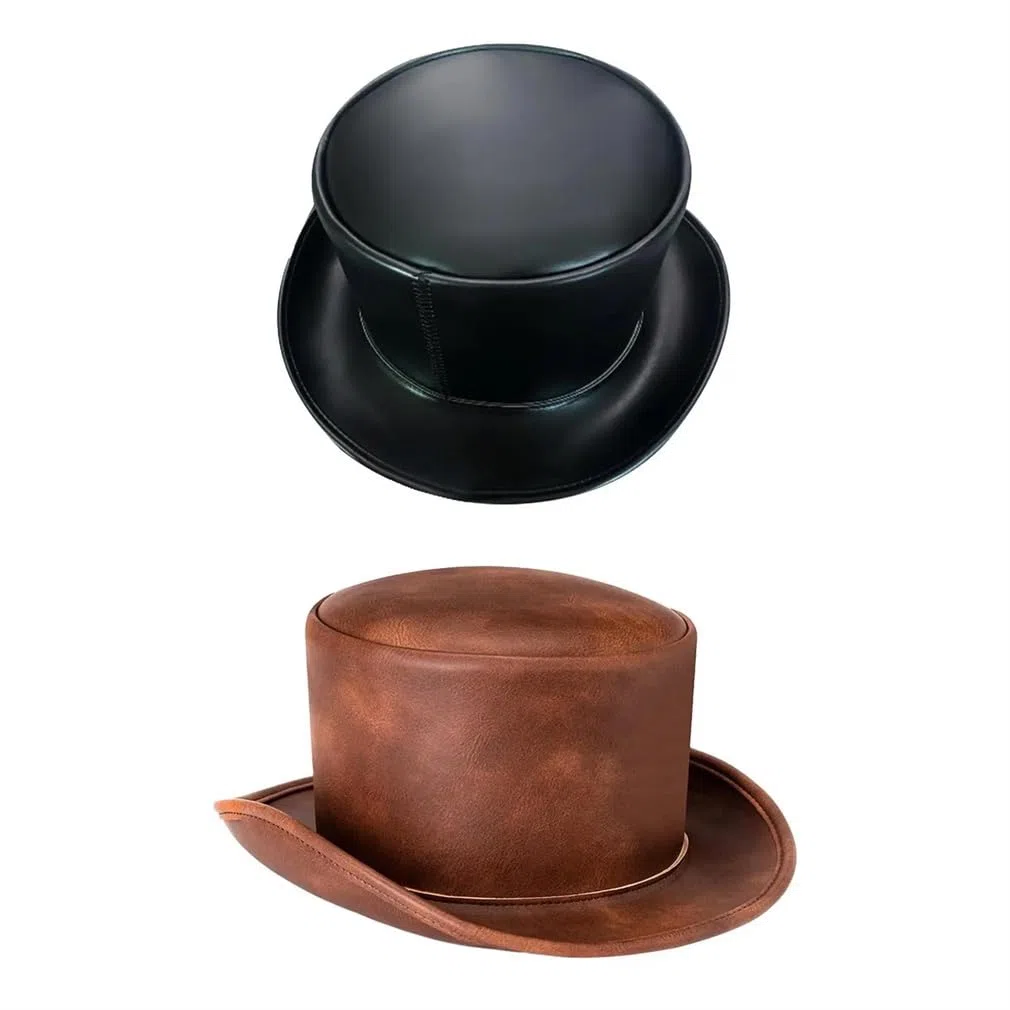 SaoBiiu Sombrero de piel sintética para hombre y mujer, para adultos, estilo steampunk, divertido sombrero para fiesta, viajes, club nocturno
