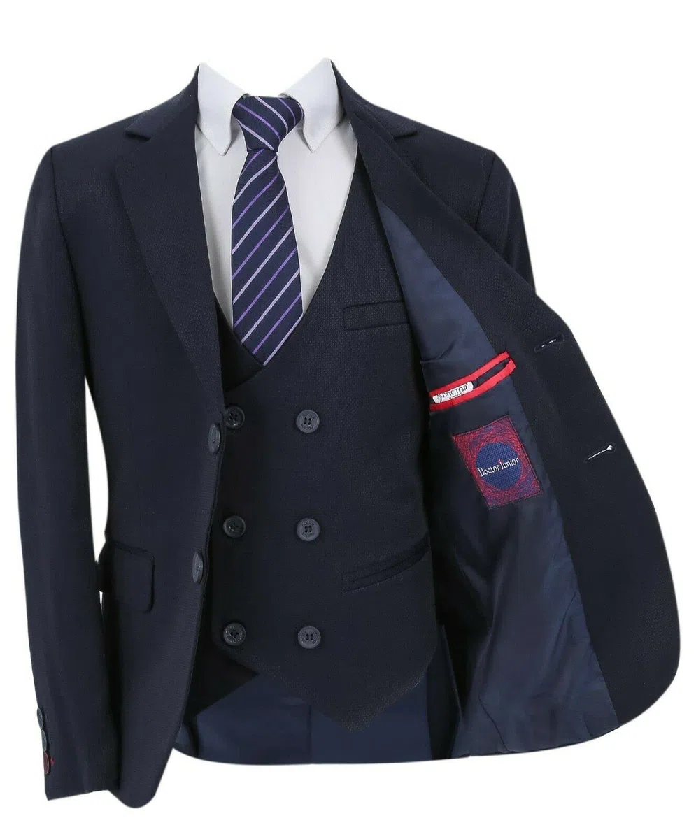 Conjunto de 3 piezas de traje ajustado para niños, formal, boda, baile de graduación