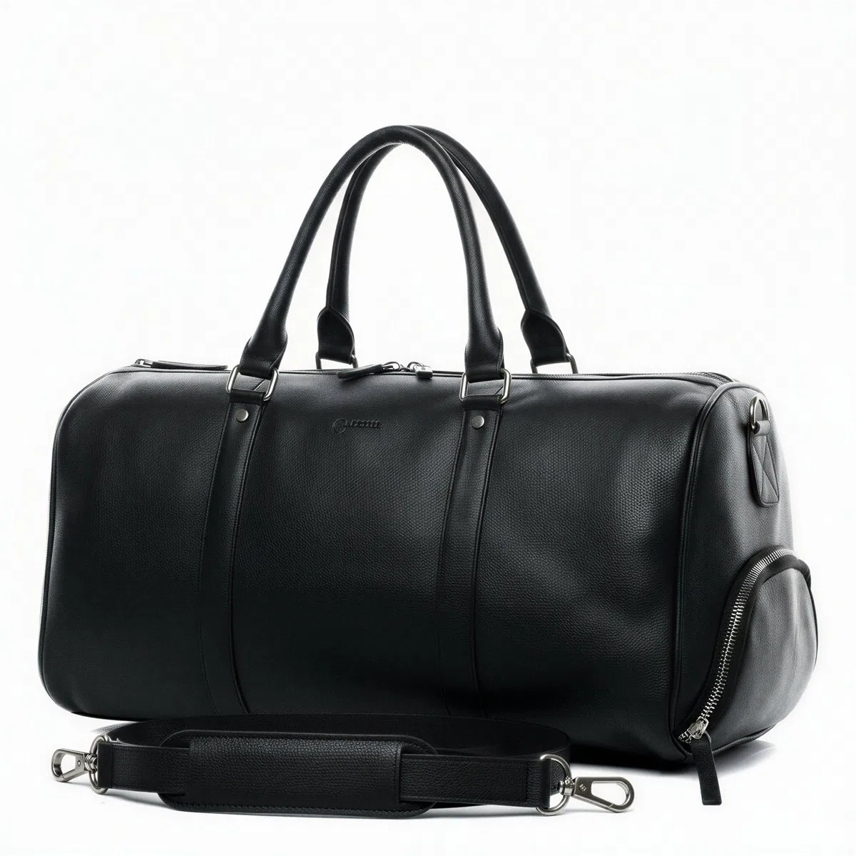 BACCINI Bolsa de Viaje Grande Cuero I Bolso de Deporte Fin de Semana I Maletín Viaje Weekender, Equipaje de Mano Cabina Florian Negro Hecho a Mano