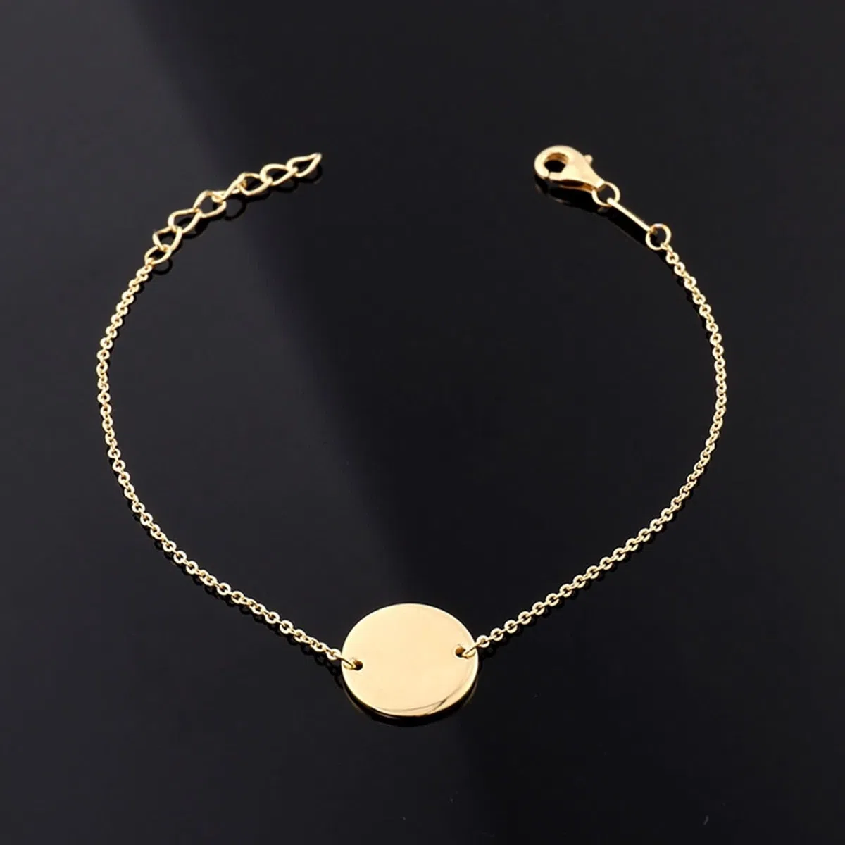 Pulsera de moda para mujer, de oro amarillo con lentejuelas pulidas, para promesa de boda