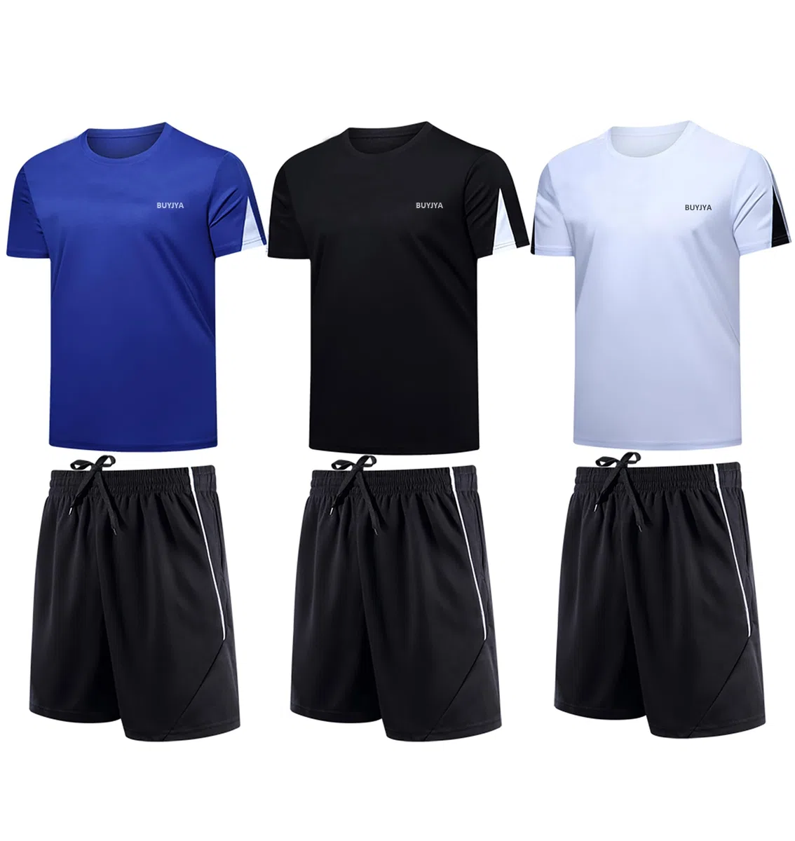 BUYJYA Ropa de entrenamiento para hombre, pantalones cortos atléticos para baloncesto, fútbol, ejercicio, entrenamiento, correr y gimnasio, 3 unidades