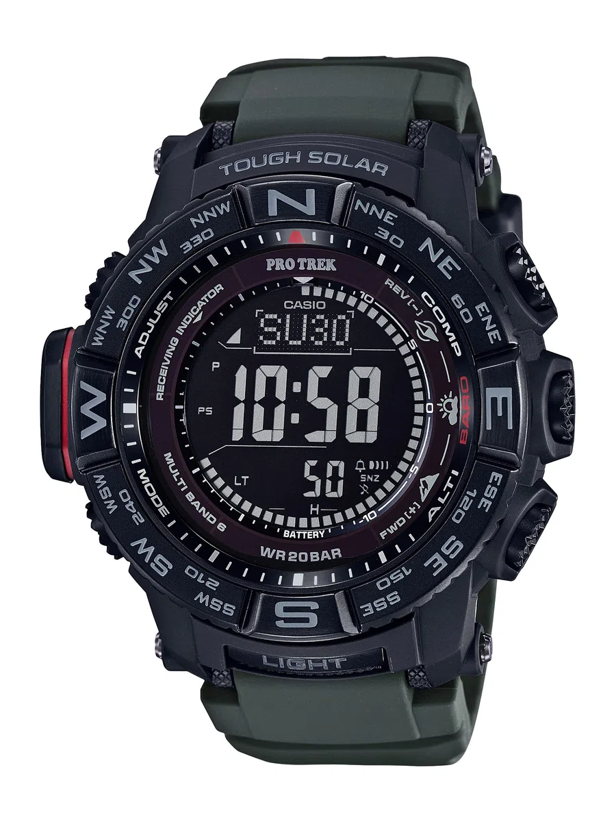 Casio PRW3500 Series | Pro Trek | 100M WR | Brújula | Alt/Baro-Thermo | Energía solar resistente | Cronómetro atómico | Cronómetro 1-100 SEC | Temporizador de cuenta regresiva | Hora mundial