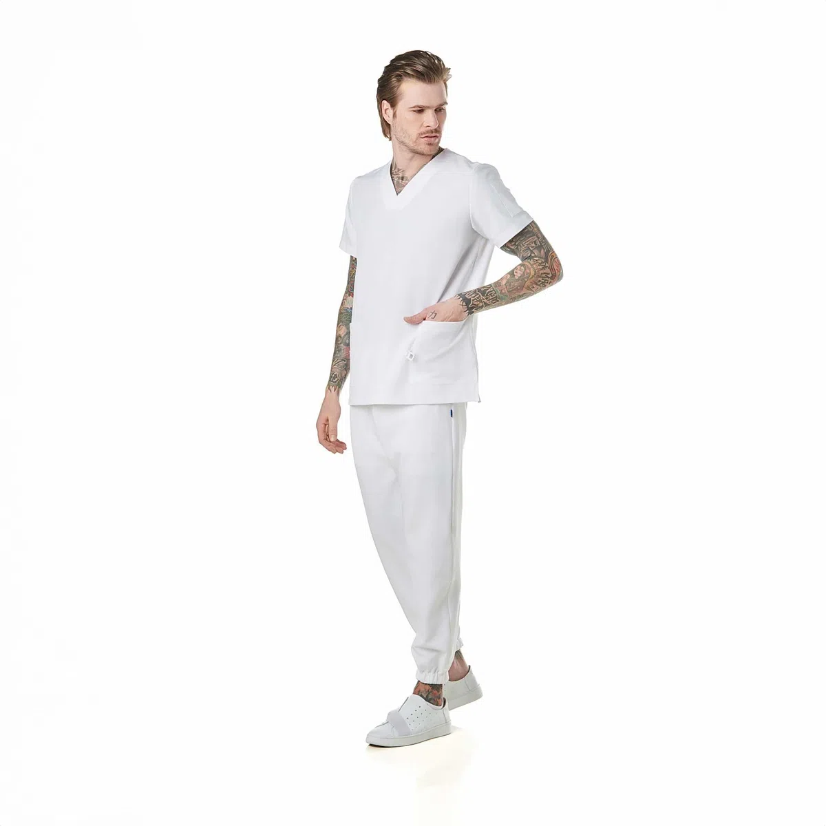GALLANTDALE Uniforme Sanitario Performance Hombre Casaca y Pantalón Jogger | Pijama Médico Antibacteriano y Resistente para Hospital, Clínica, Enfermería, Veterinaria y Odontología