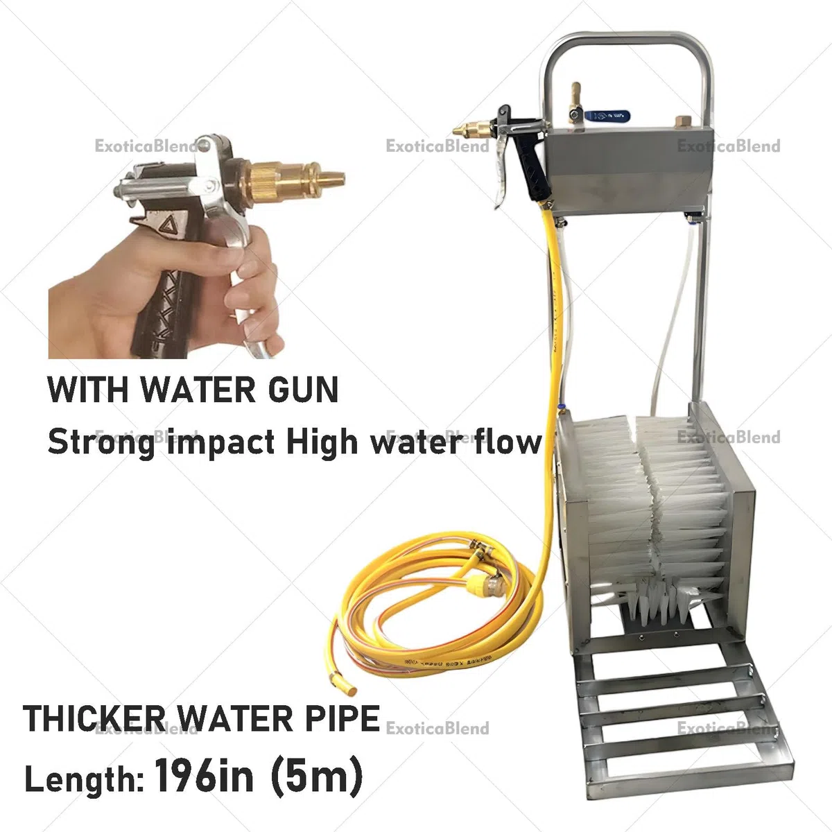 Limpiador y Cepillo Raspador de Botas de Acero Inoxidable; Lavadora Automática con Rociador de Agua y Manguera de 5 m para Granjas Ganaderas