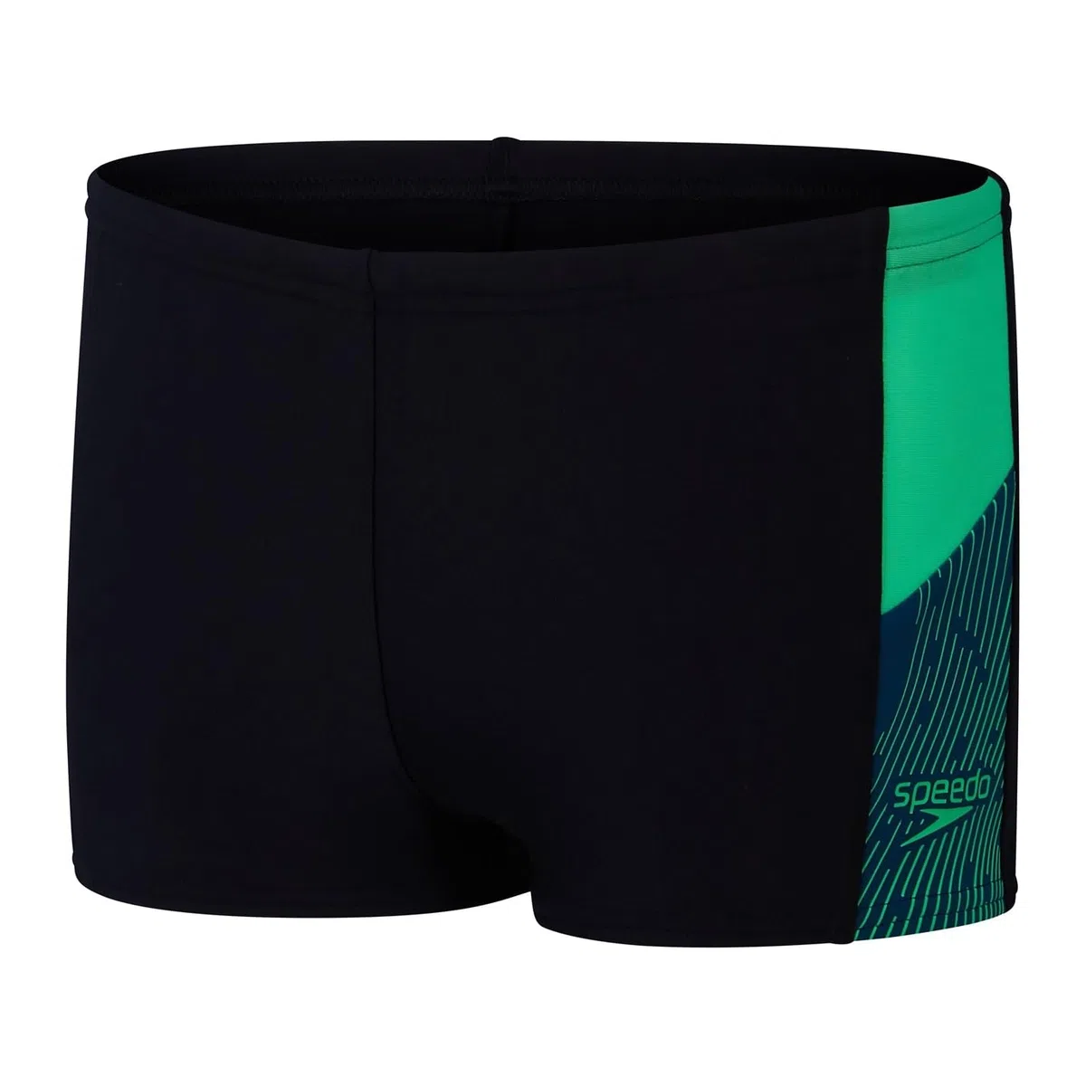Speedo Traje de baño para niños de buceo, traje de baño para nadadores, color negro, verde arlequín, verde azulado oscuro