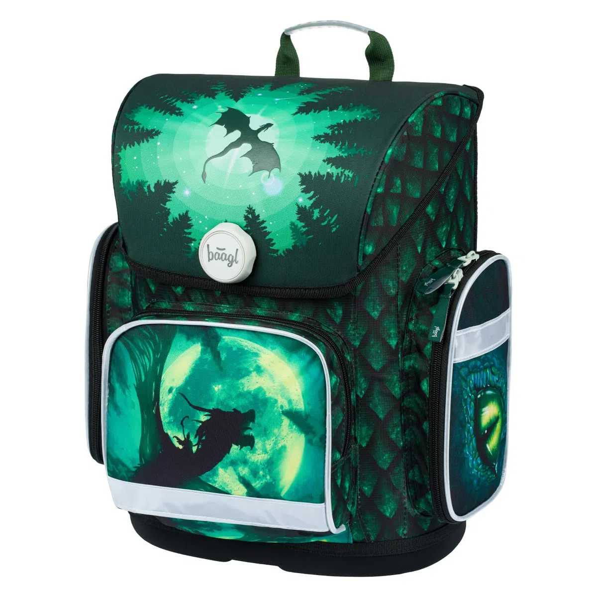 Baagl Mochila escolar para niños y niñas para 1ª clase (o 2ª clase), mochila escolar Ergo para niños y niñas, mochila escolar ligera con correa para el pecho, dragón, 39 x 27 x 17 cm, De moda