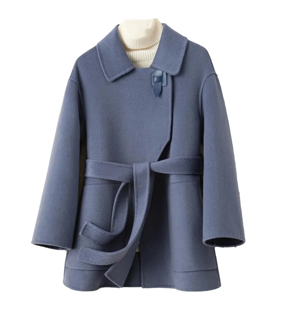 Fnfmrfmr Abrigo de lana con cinturón de solapa para mujer, manga larga, color sólido, holgada, casual, para exteriores