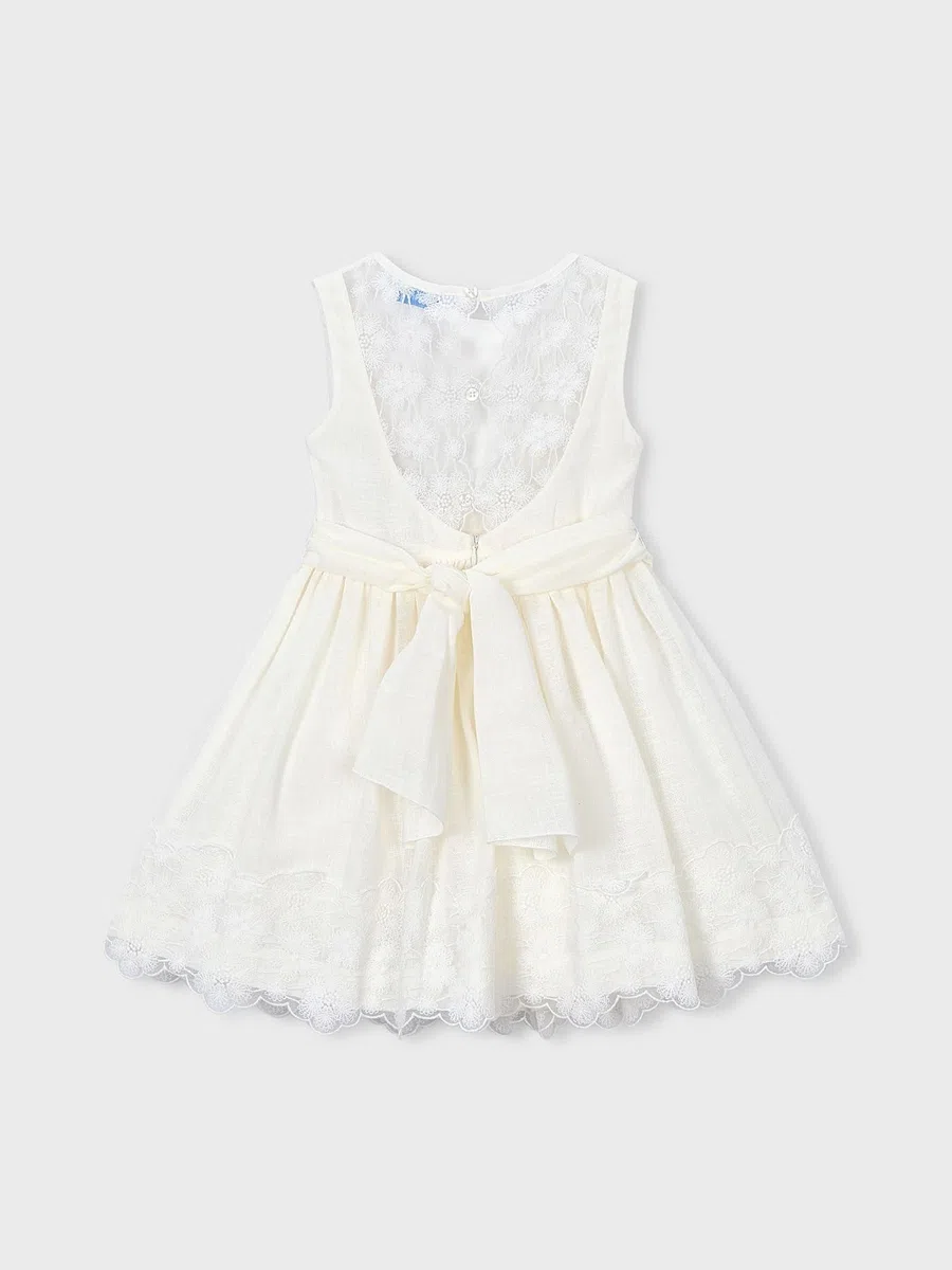 Mayoral Vestido puntillas para niña Crudo