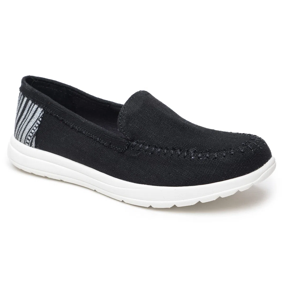 Minnetonka Discover - Zapatillas tejidas para mujer con parte superior de tela, plantilla de espuma viscoelástica, diseño fácil de llevar y suela de goma EVA, perfectas para uso diario casual