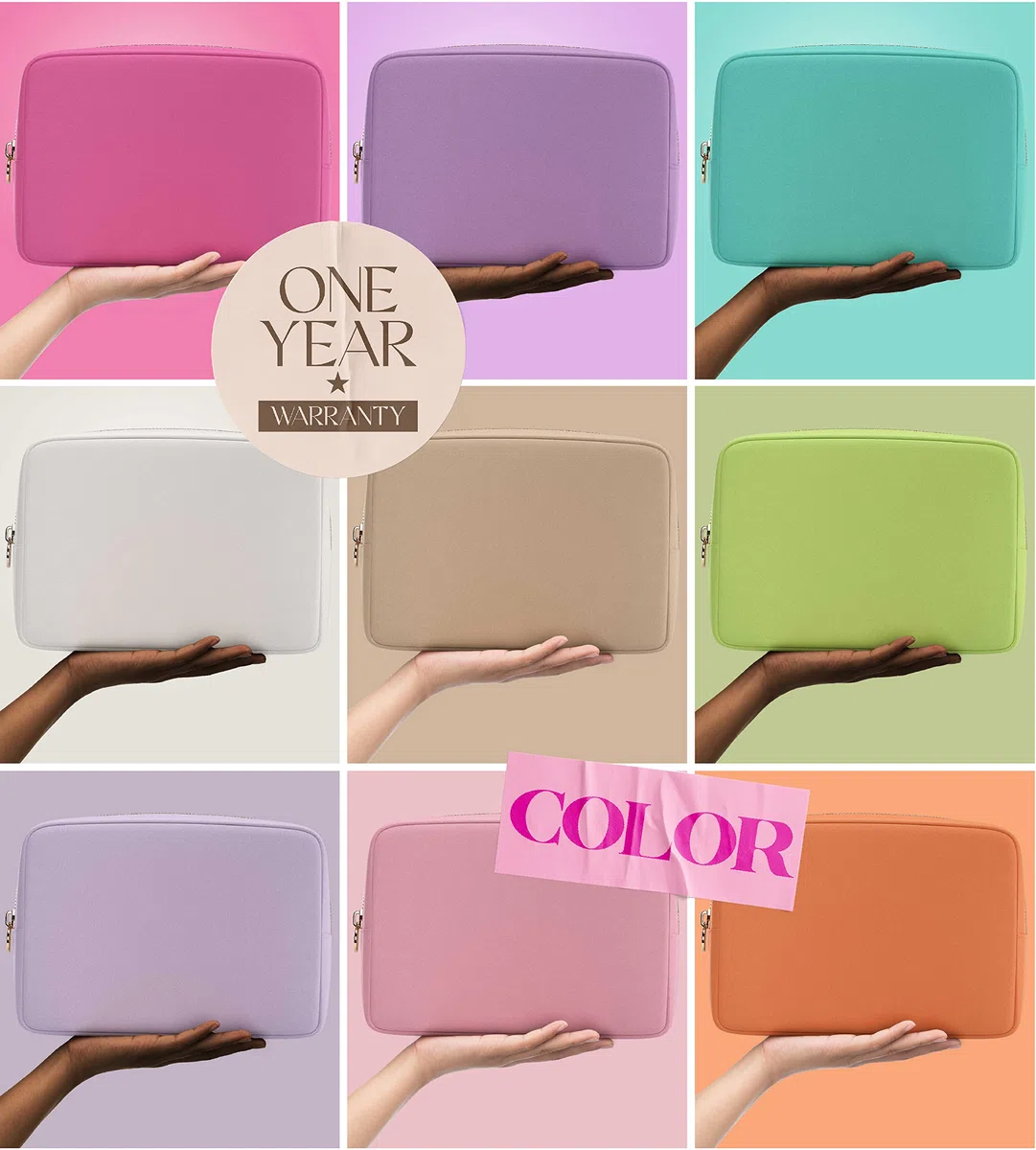 Embla - Bolsa de maquillaje grande y neceser de viaje de nailon impermeable, estuche de cosméticos de gran capacidad con cremallera, marrón oscuro