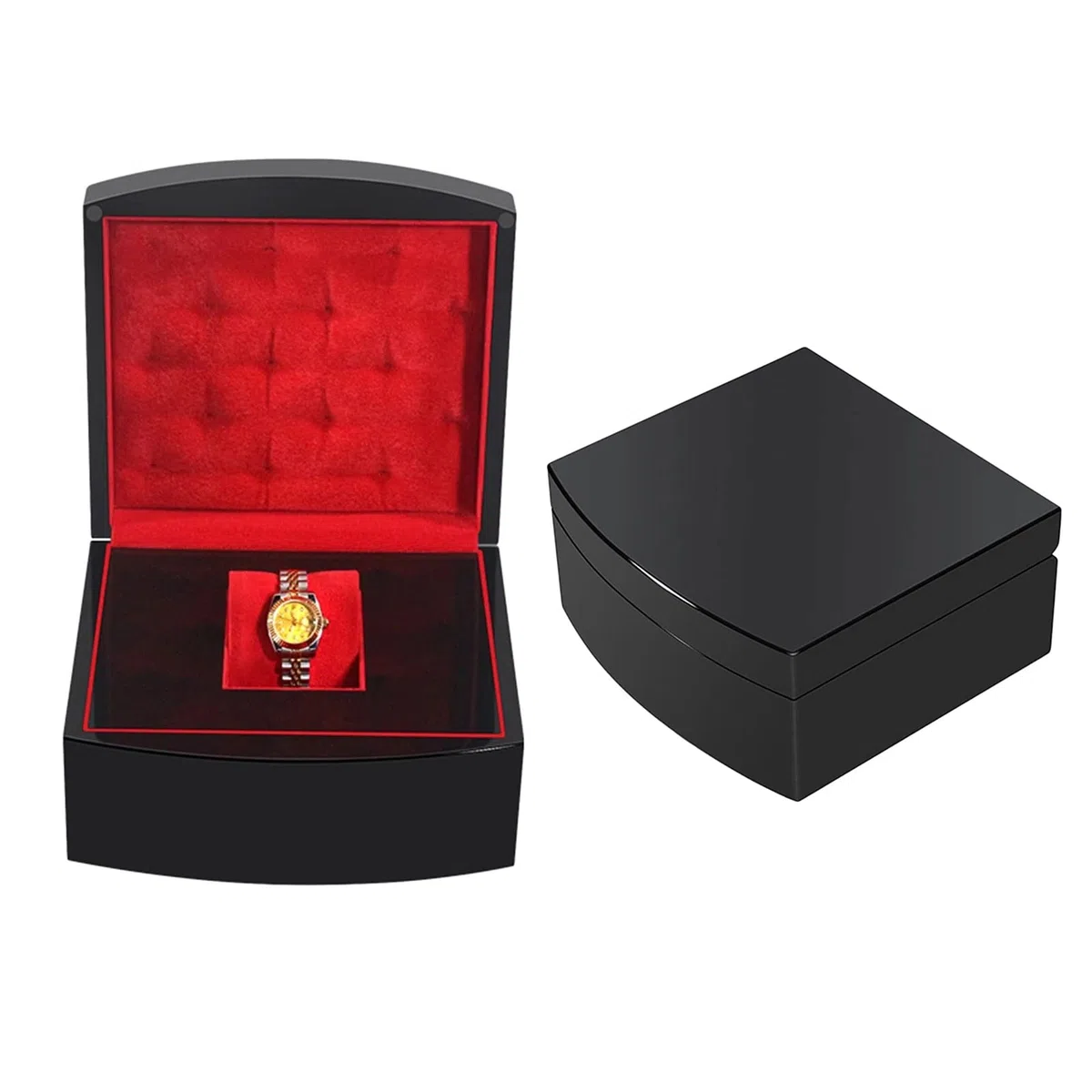Caja organizadora de Relojes, Caja de Madera Brillante para Guardar Joyas, Pulseras, Regalo, Rejilla única, 1