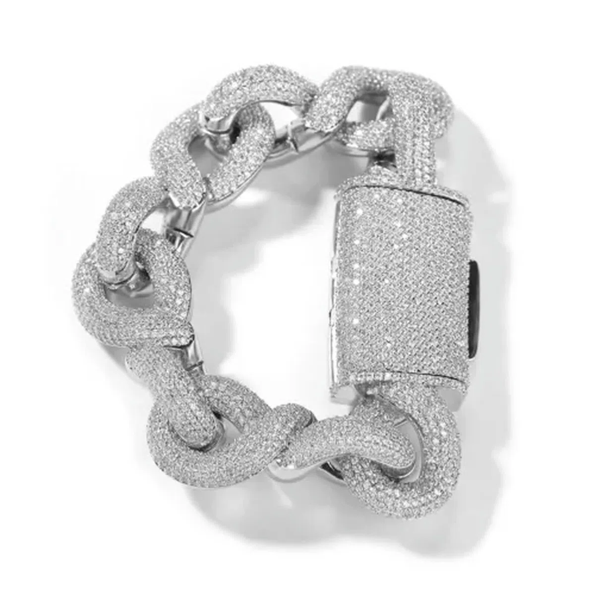 Pulsera de Cadena Cubana Pesada de 20 mm con circonita 5A, Estilo Hip Hop, joyería de Rap, 9 Pulgadas, Color Plata