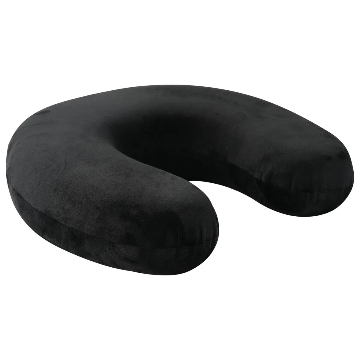 Mangloder Almohada de Viaje para Cuello Negro Almohada Ergonómica para el Cuello con Espuma viscoelástica y Funda de Terciopelo Transpirable Lavable Portátil 27x27x8cm para Coche Tren Avión y Hogar