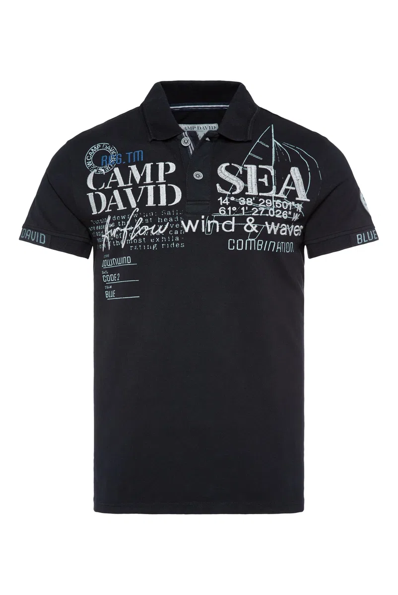 Camp David Polo de piqué para hombre con logo Artworks