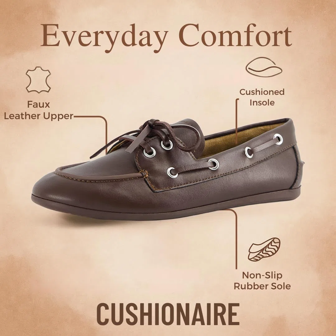 CUSHIONAIRE Anchor - Zapatos náuticos ligeros para mujer, mocasines sin cordones con diseño náutico, anchos disponibles