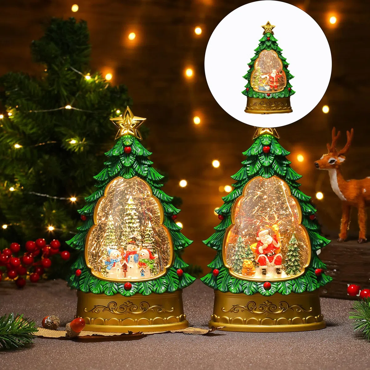 Baraja multifuncional para árbol de música navideña con iluminación LED de brillo suave, material de PVC a prueba de niños, para decoración de mesa de Navidad artesanal