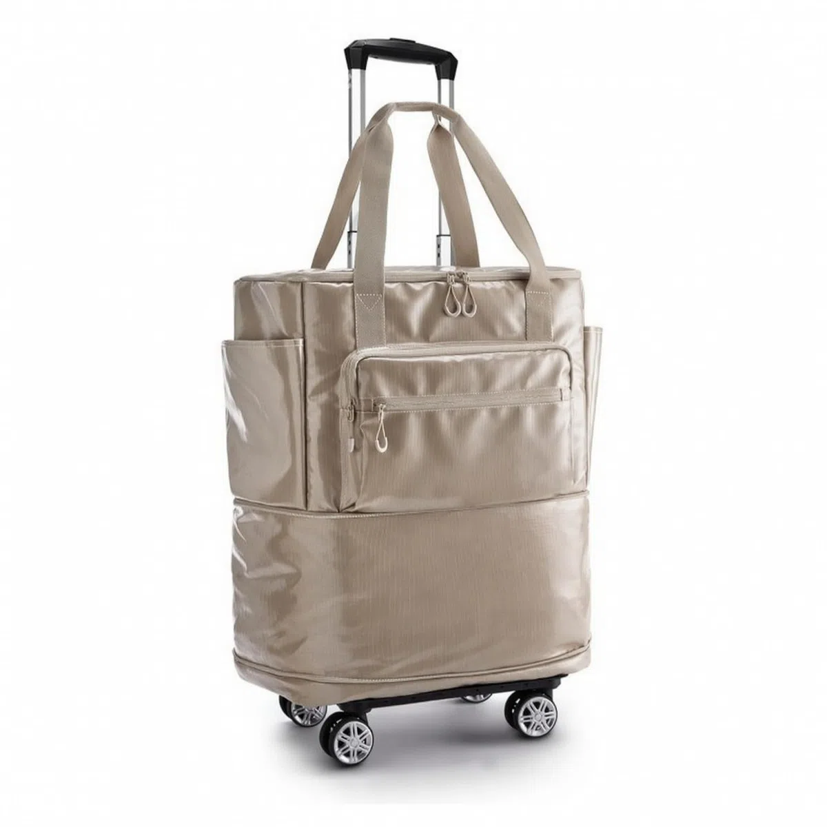 Bolsa Viaje con Carrito smontable Impermeable Bolso Viaje con Ruedas Estable Bolso Mano Plegable para Viajeros, Array, Camel