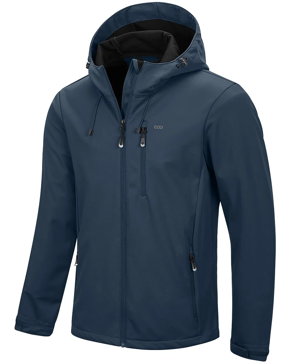33,000ft Chaqueta Softshell para hombre con capucha, impermeable, cortavientos, ligera, para exteriores, senderismo, viajes