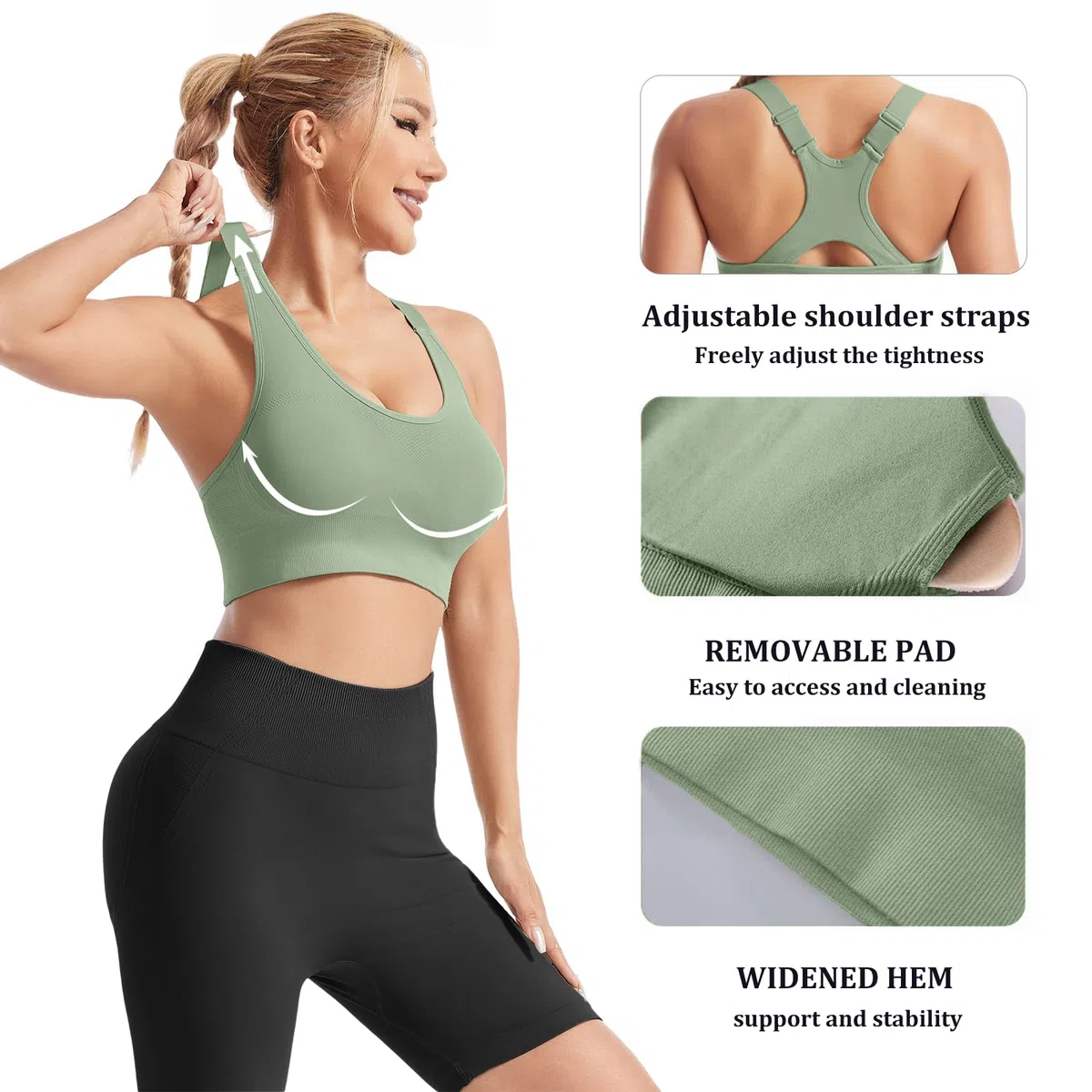 HANERDUN Sujetador Deportivo Mujer Soutien-Gorge de Sport Top Deportivo Alto Impacto Sujetadores Deportivos Sports Bra para Gimnasio Fitness Yoga