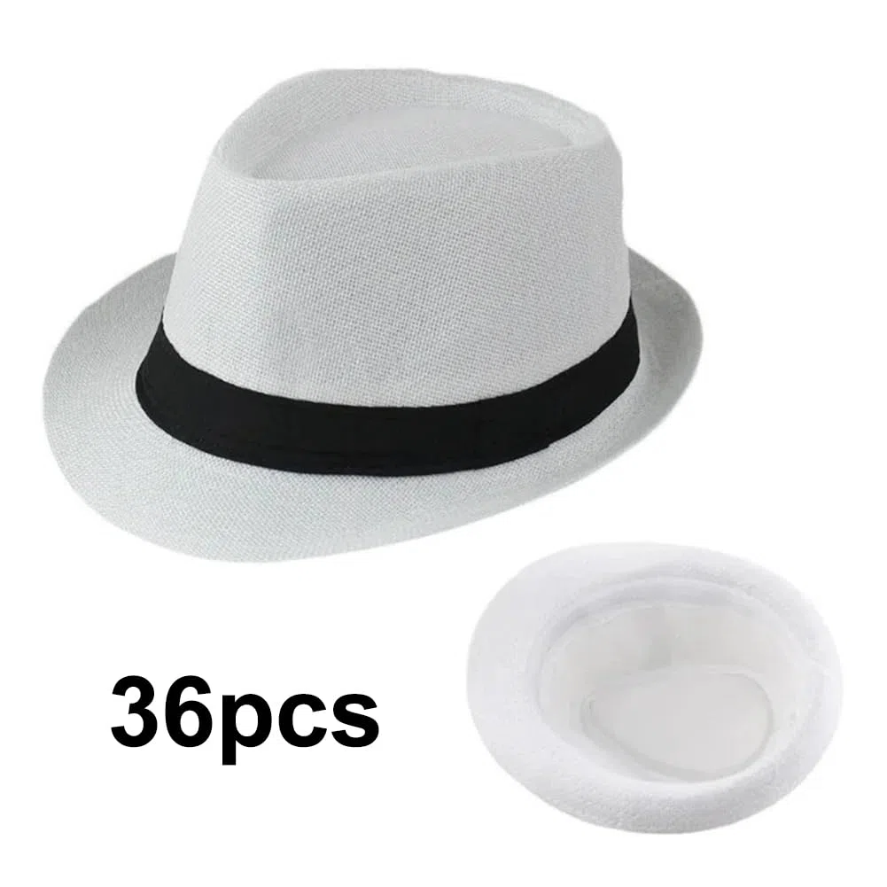 Sombreros Panamá de ala Corta, Sombreros Fedora Unisex para la Playa, Ideales para Fiestas, Disfraces y Bodas.
