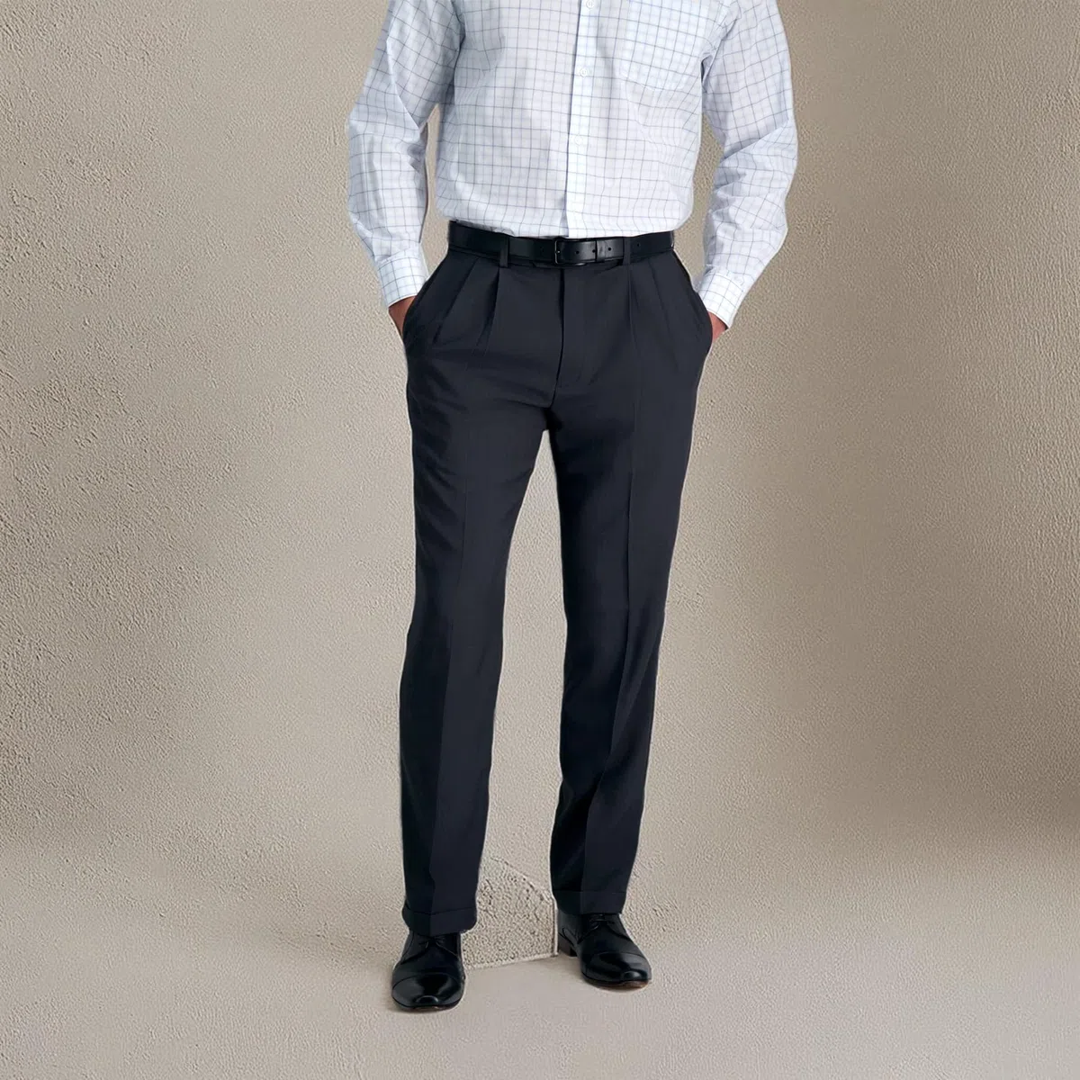Haggar ECLO Repreve Stria - Pantalón de Vestir con Frente Plano, Tallas Grandes Y Altas - Big & Tall Repreve Stria - Pantalón de Vestir Hombre