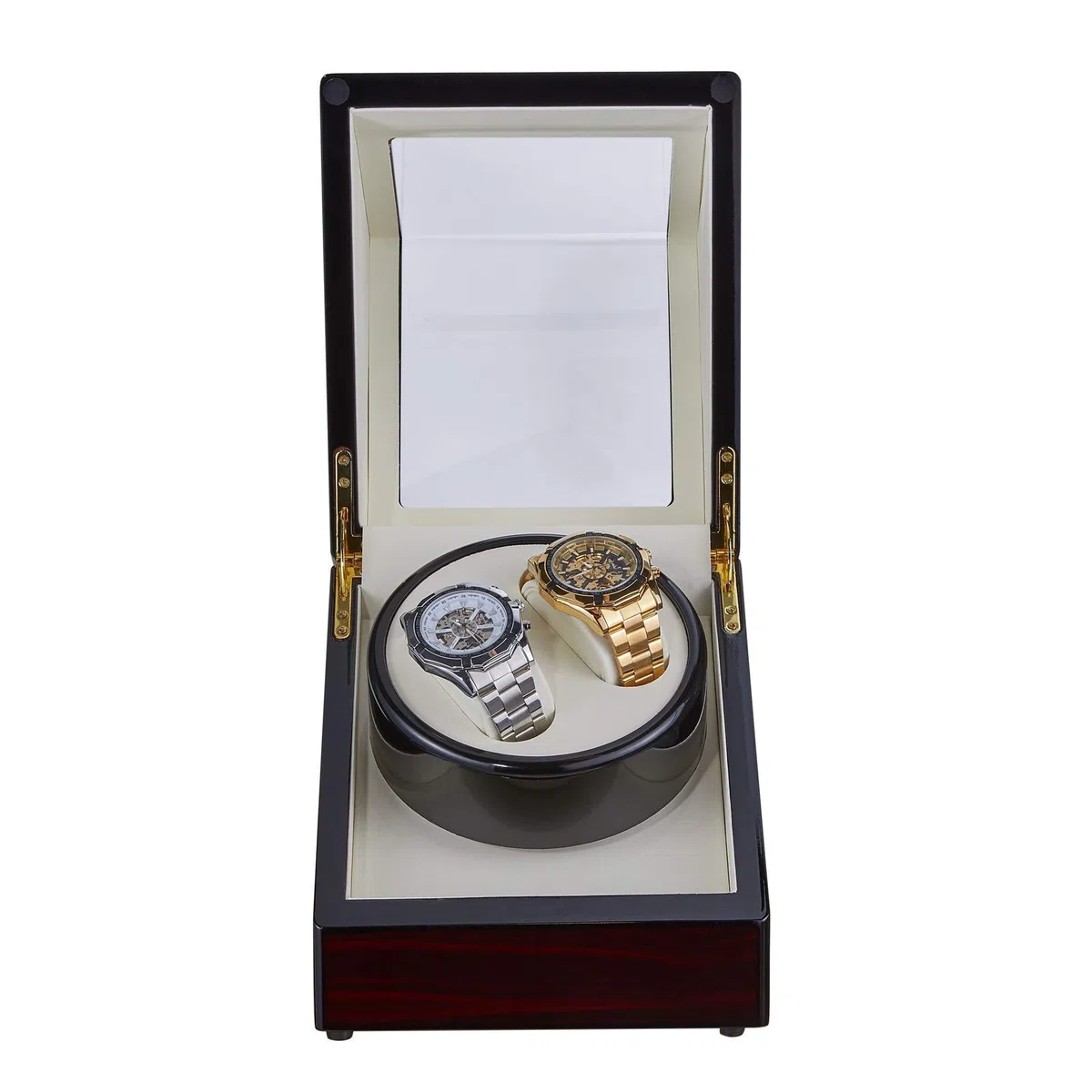Reloj Winder 2 dígitos Patrón de ébano Pintura Reloj mecánico Dispositivo de Cuerda automática Hombres y Mujeres Reloj Caja de Almacenamiento Hogar Mudo Reloj antimagnético Shaker