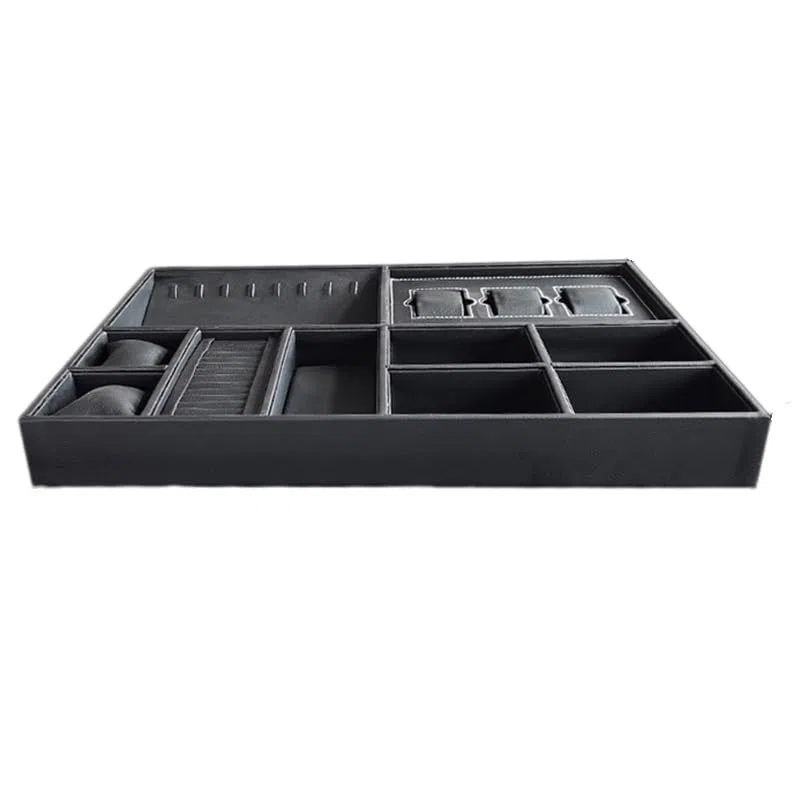 Bandeja organizadora de Joyas apilable: separadores para Collares, Anillos y Pulseras, Organizador para cajones (Gris a)