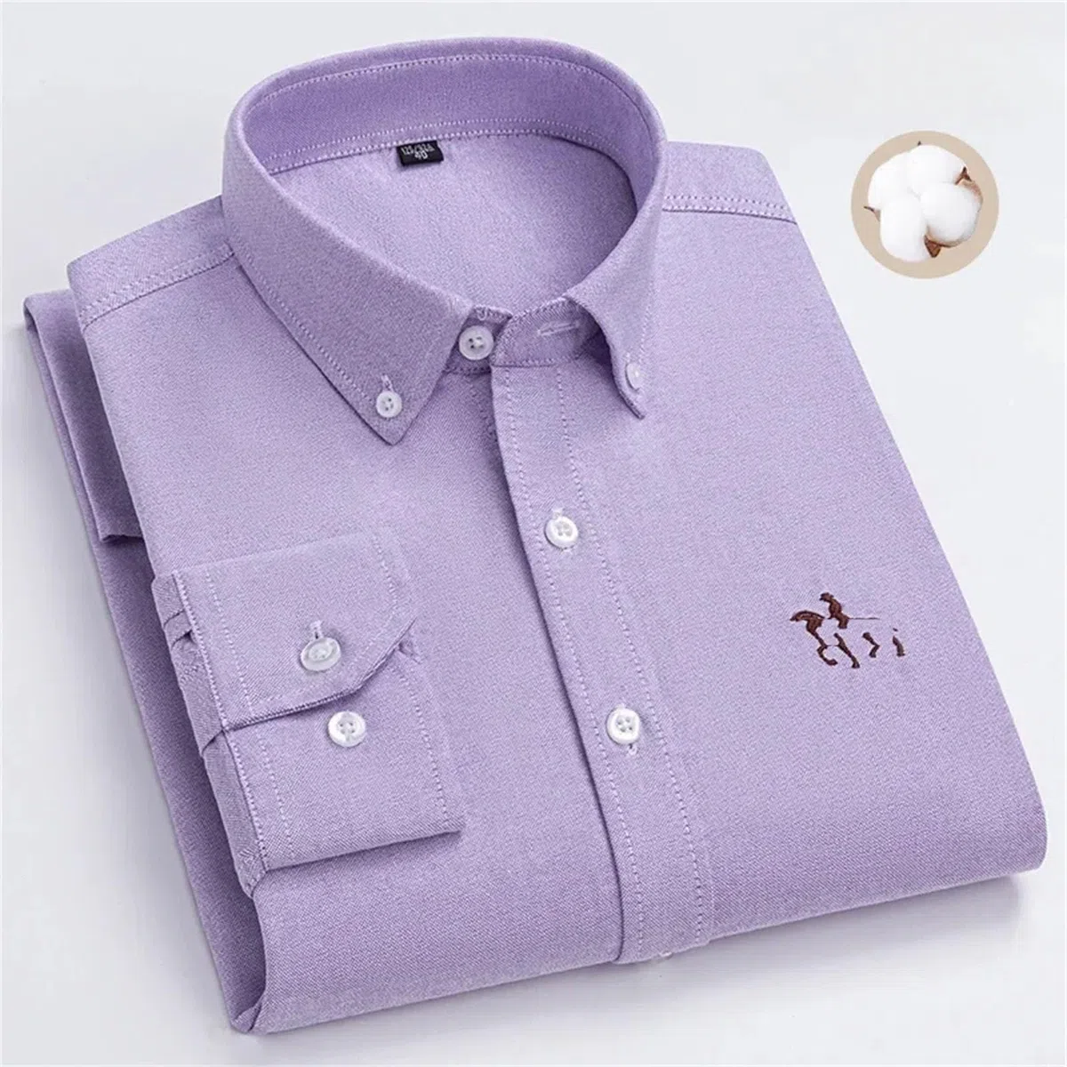 Camisas de manga larga para hombre, de algodón puro, Oxford, ajustadas, formal, lisas, ropa de oficina