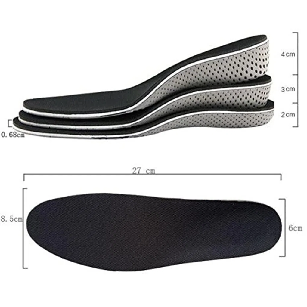 Juego de 10 plantillas unisex para aumentar la altura de los zapatos, 4 cm, color negro