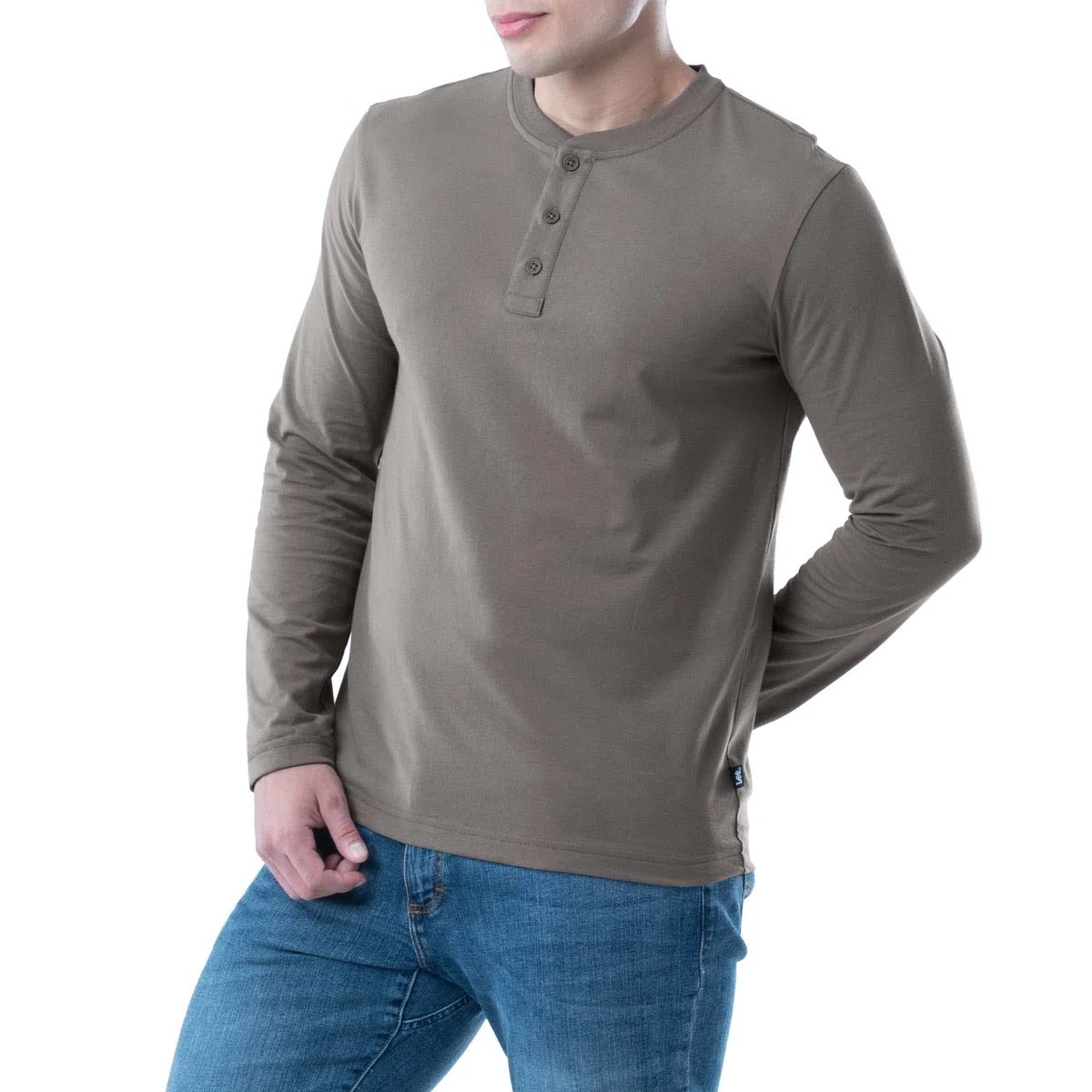 Lee Camiseta Henley de Manga Larga de Algodón Lavado Suave Camisa Henley Hombre