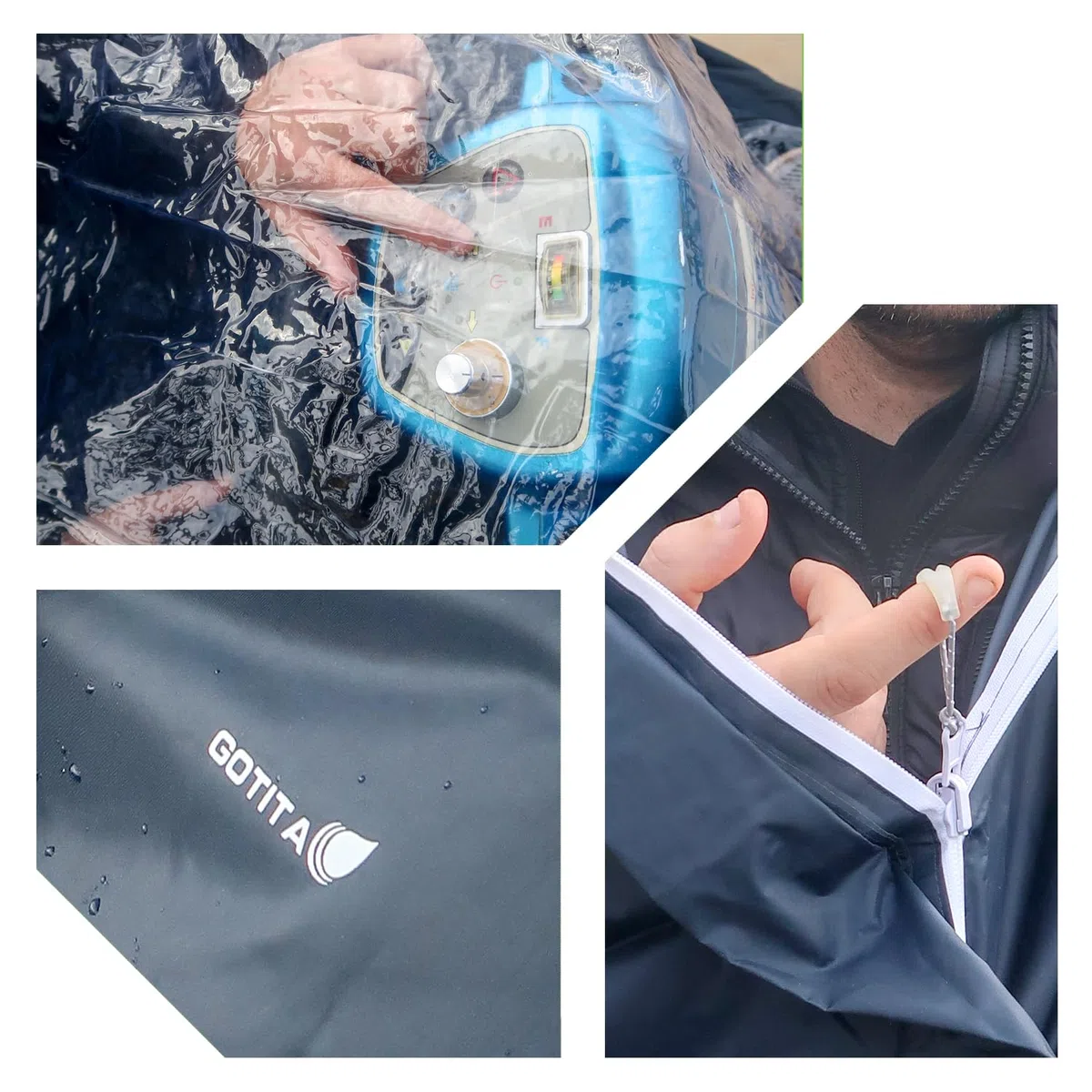Poncho impermeable para silla de ruedas eléctrica/scooter - chubasquero para silla de ruedas eléctrica - diseño italiano - Talla Eléctrica/Scooter XL (Azul Marino)